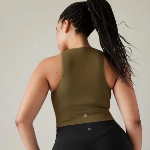 Athleta Aurora NWT crop rib tank XS olive green - Picture 2 of 10